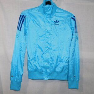Adidas Trefoil Womens XS Bright Blue early 2000s Lightweight Wind Bomber Jacket